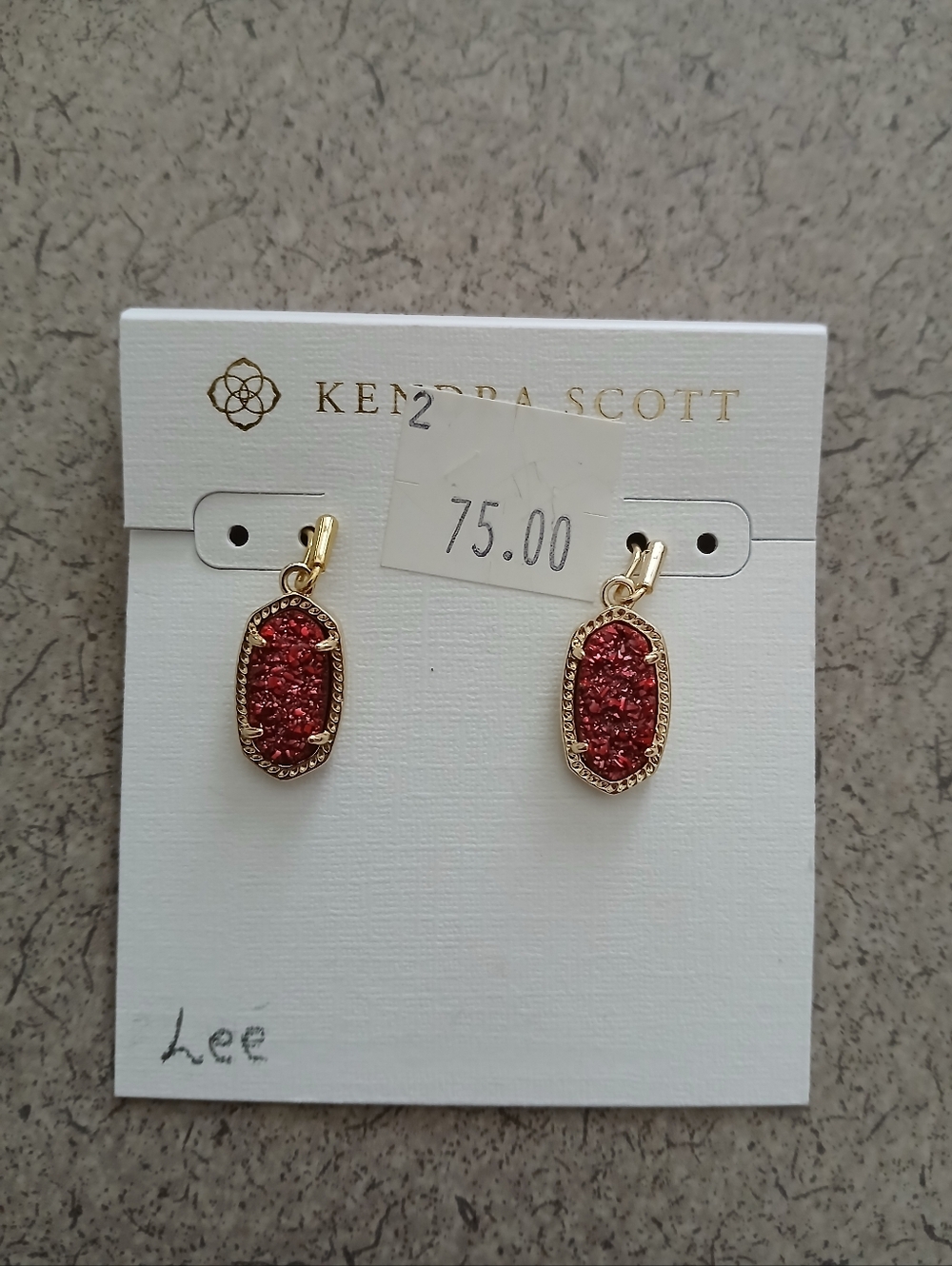 Kendra Scott Gold-Tone Earrings with Red Drusy Cabochons